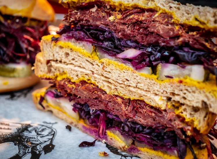Sandwiches Recipe - Pastrami Sandwich with Mustard and Cabbage