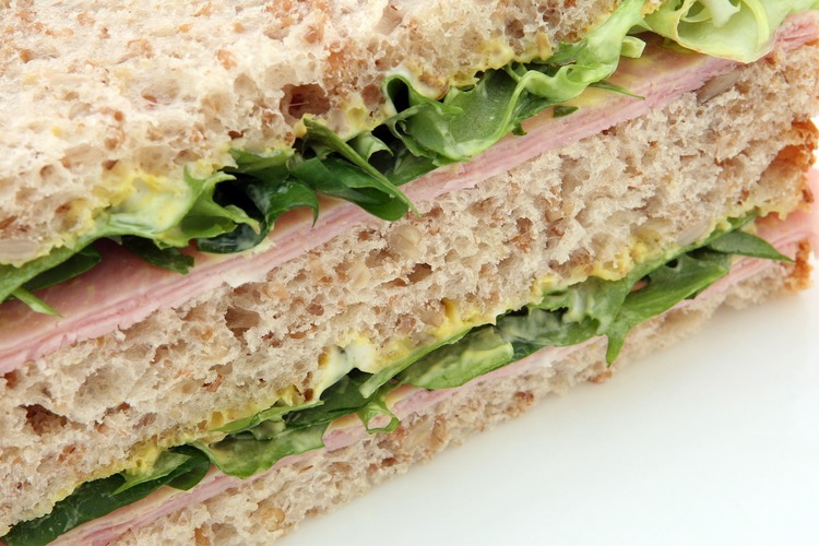 Sandwiches Recipe - Egg, Ham and Mayonnaise Sandwich on Whole Grain Bread