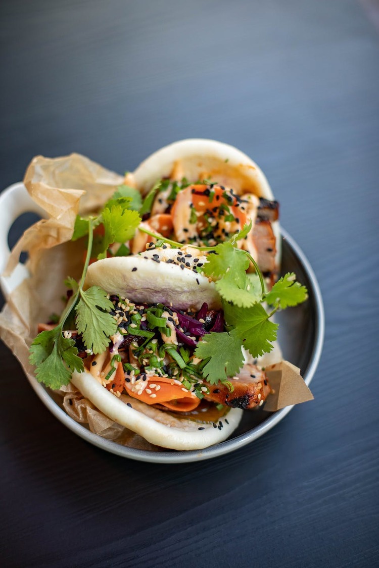 Sandwich Recipe - Pork Belly Bao Sandwich with Cabbage and Sesame Seeds